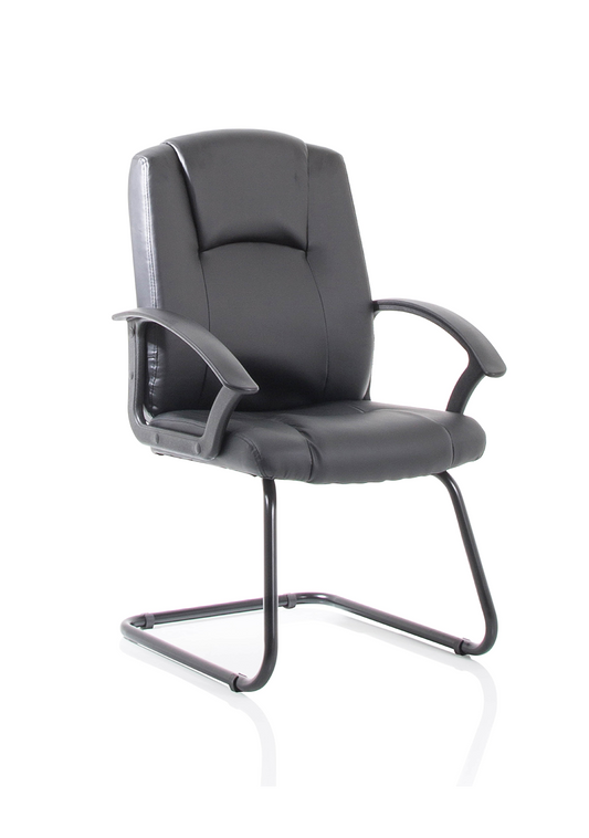 Bella Medium Back Black Bonded Leather Black Frame Cantilever Visitor Chair