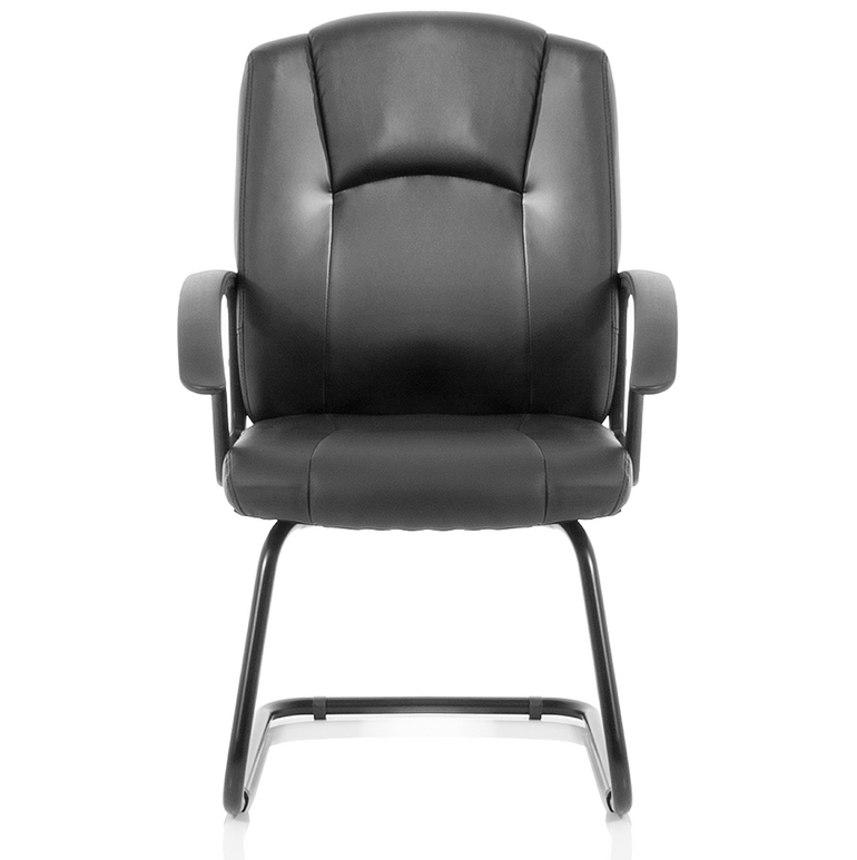 Bella Medium Back Black Bonded Leather Black Frame Cantilever Visitor Chair