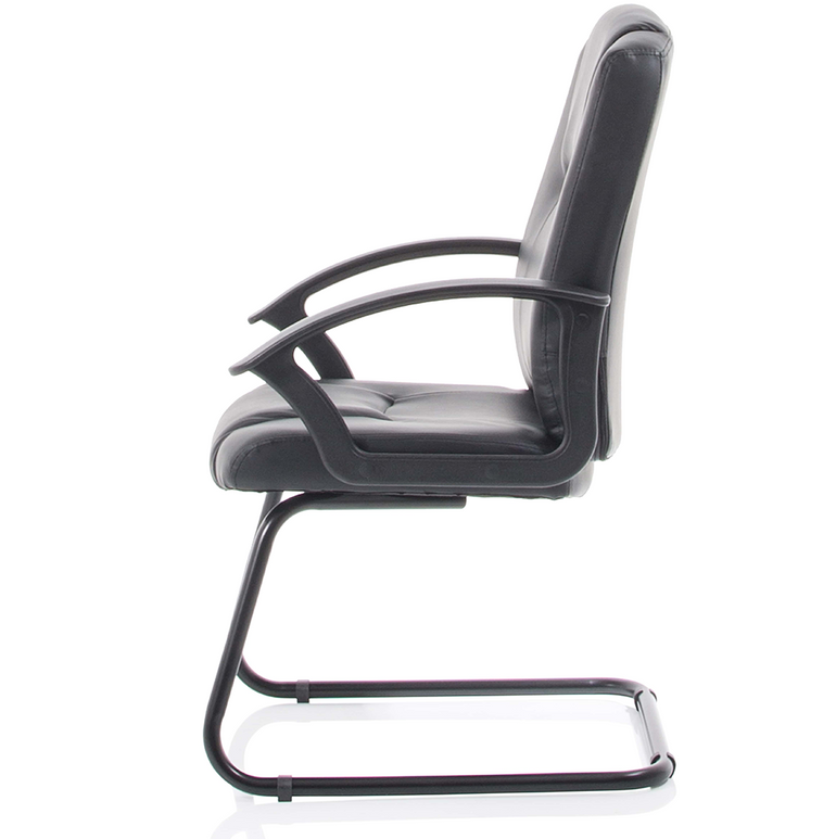 Bella Medium Back Black Bonded Leather Black Frame Cantilever Visitor Chair
