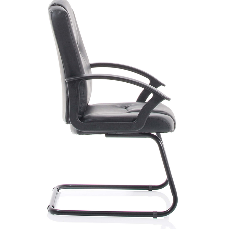 Bella Medium Back Black Bonded Leather Black Frame Cantilever Visitor Chair