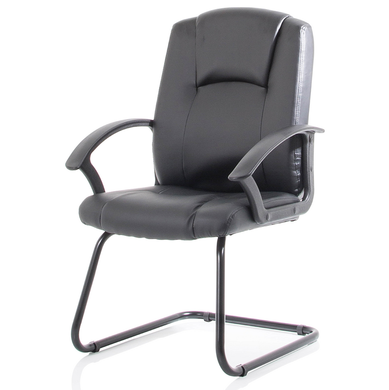 Bella Medium Back Black Bonded Leather Black Frame Cantilever Visitor Chair