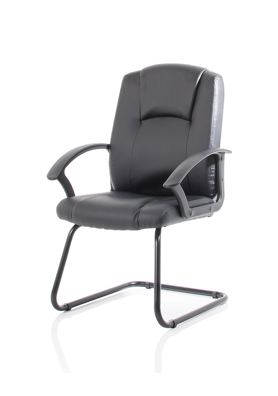 Bella Medium Back Black Bonded Leather Black Frame Cantilever Visitor Chair