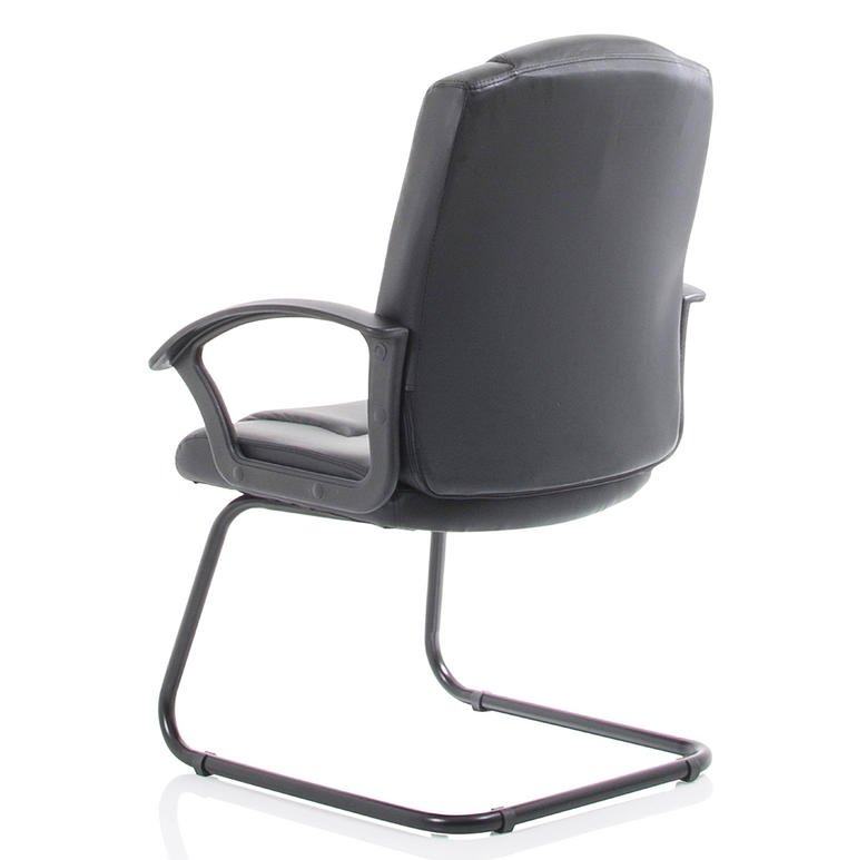 Bella Medium Back Black Bonded Leather Black Frame Cantilever Visitor Chair