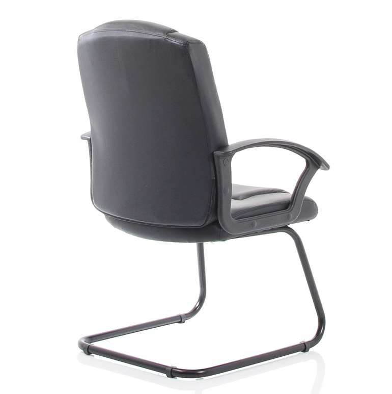 Bella Medium Back Black Bonded Leather Black Frame Cantilever Visitor Chair