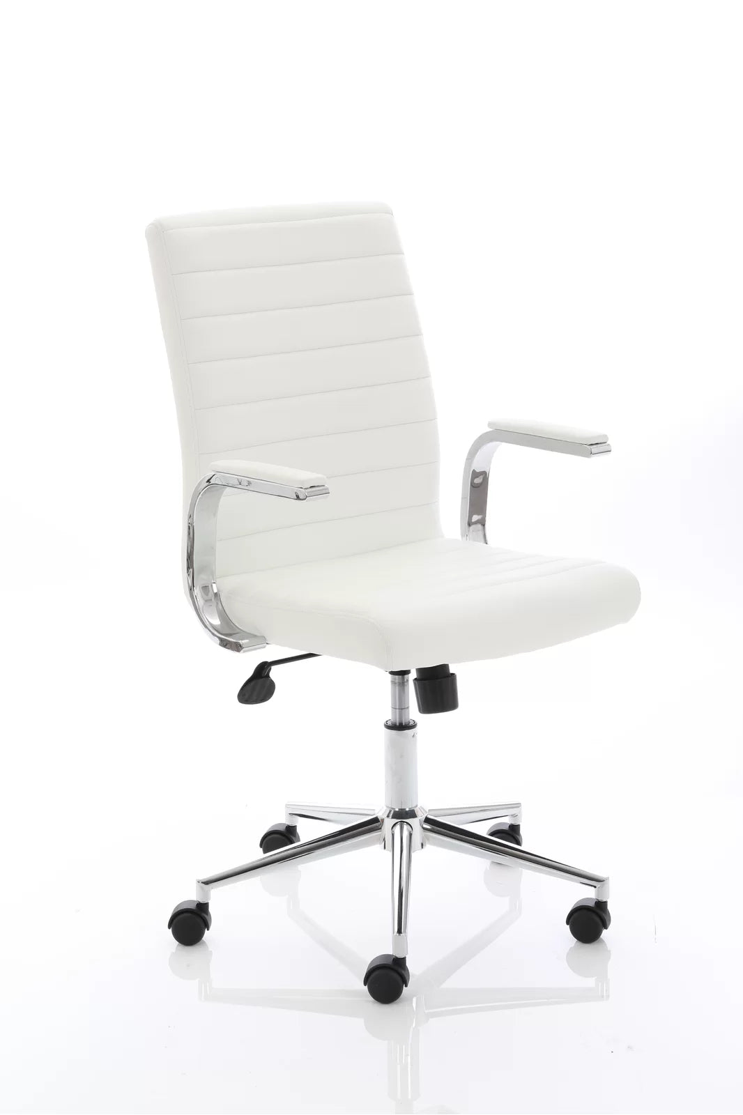 Impulse 1600mm Cantilever Straight Desk With Mobile Pedestal and Ezra White Executive Chair