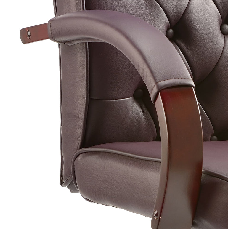 Chesterfield High Back Leather Executive Office Chair with Arms