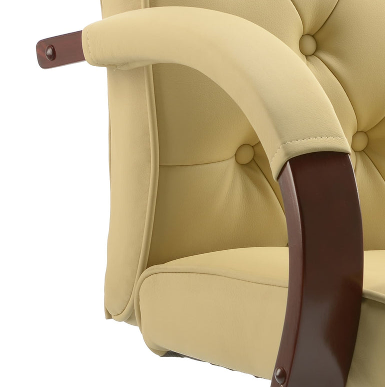 Chesterfield High Back Leather Executive Office Chair with Arms