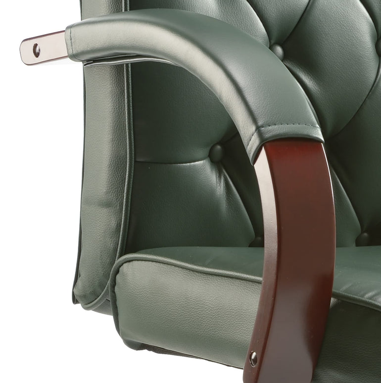Chesterfield High Back Leather Executive Office Chair with Arms