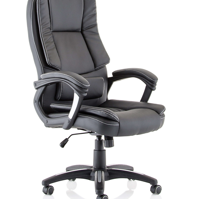 Dakota High Back Black Leather Executive Office Chair with Arms