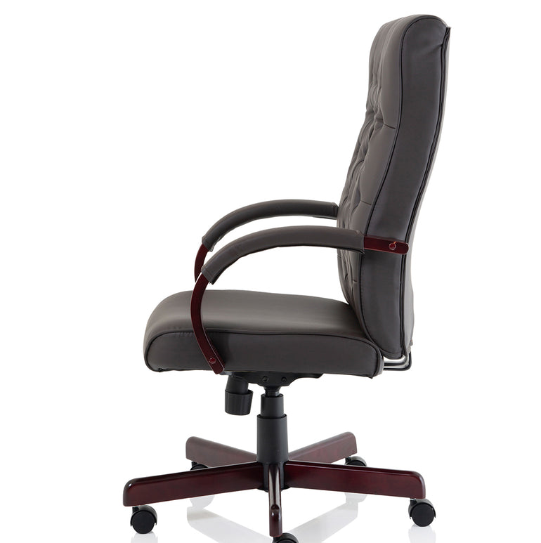 Chesterfield High Back Leather Executive Office Chair with Arms
