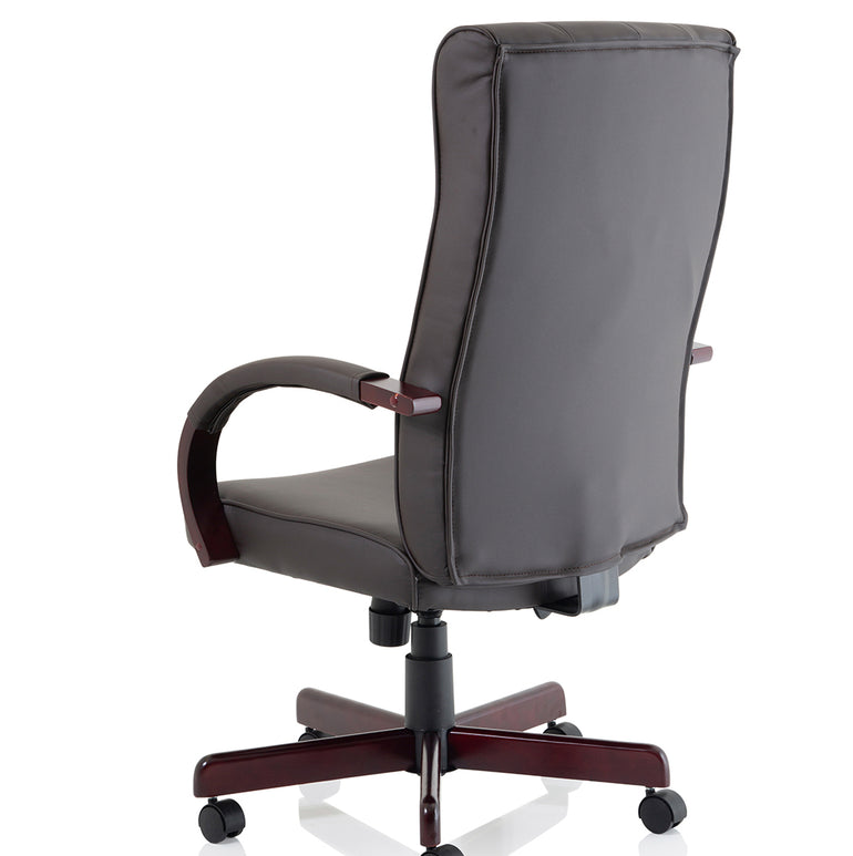 Chesterfield High Back Leather Executive Office Chair with Arms