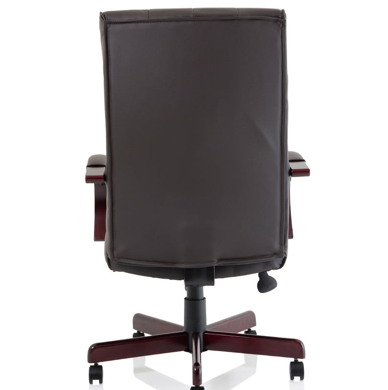 Chesterfield High Back Leather Executive Office Chair with Arms