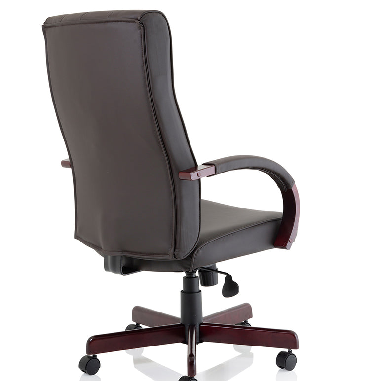 Chesterfield High Back Leather Executive Office Chair with Arms