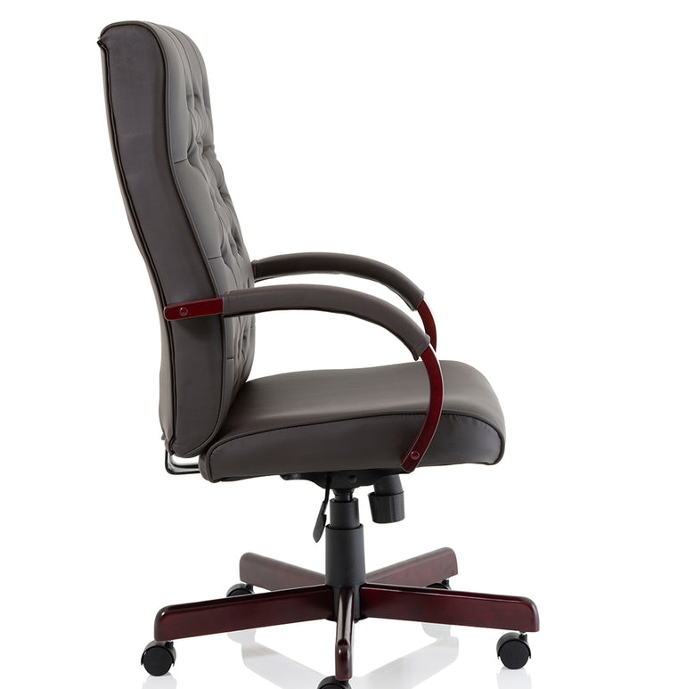 Chesterfield High Back Leather Executive Office Chair with Arms