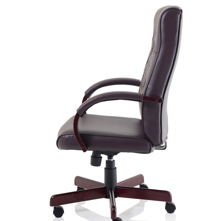 Chesterfield High Back Leather Executive Office Chair with Arms