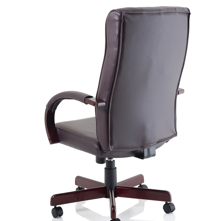 Chesterfield High Back Leather Executive Office Chair with Arms