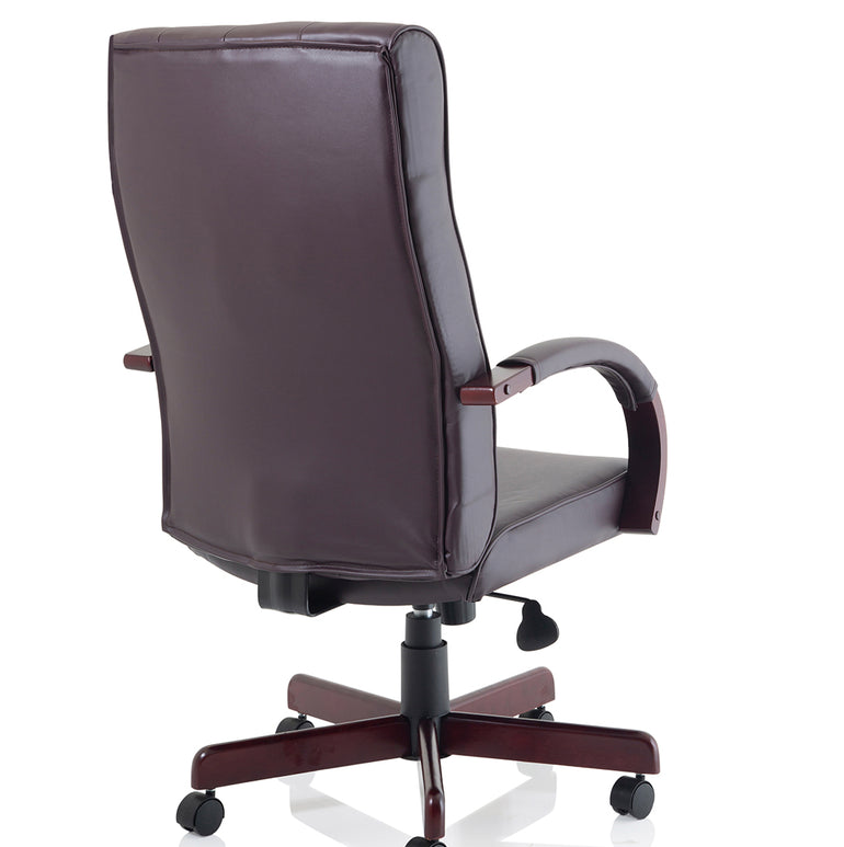 Chesterfield High Back Leather Executive Office Chair with Arms