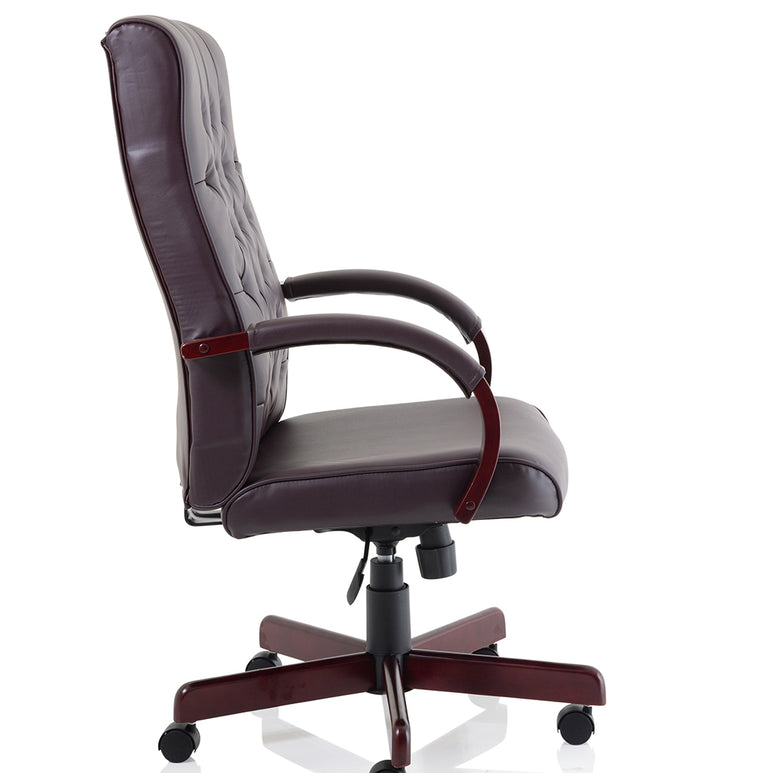 Chesterfield High Back Leather Executive Office Chair with Arms