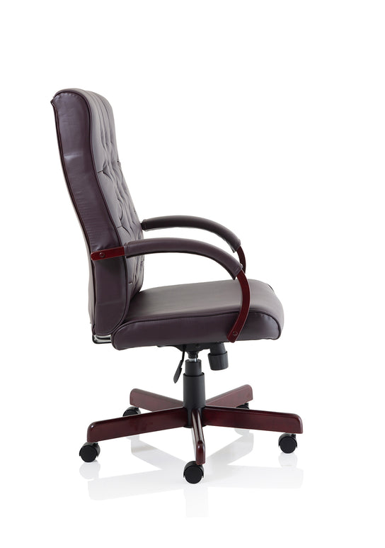 Chesterfield High Back Leather Executive Office Chair with Arms