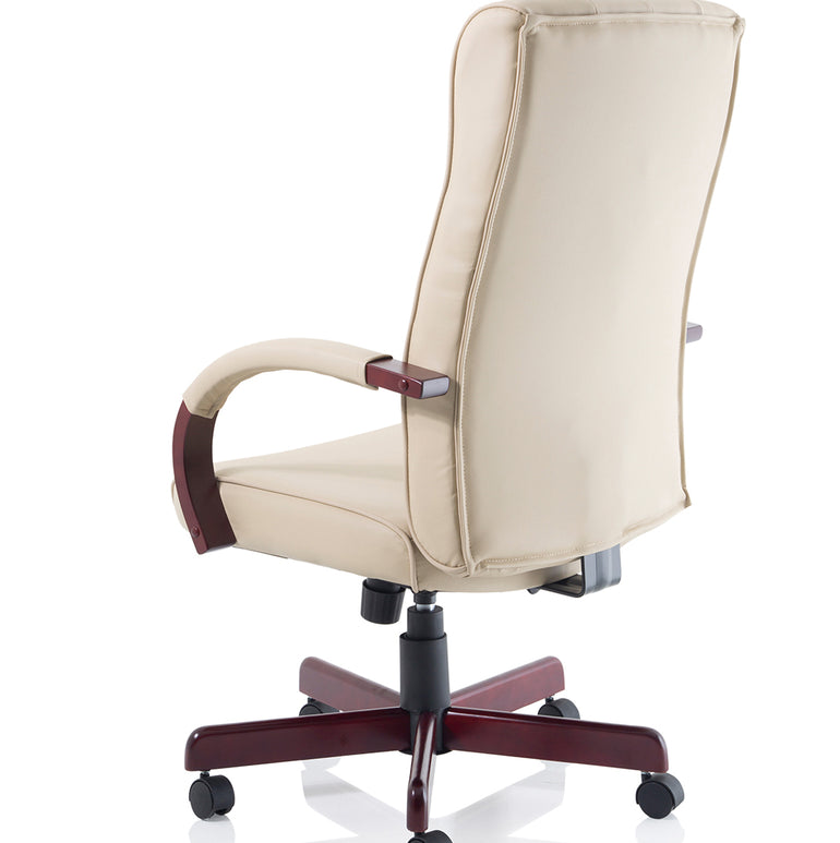 Chesterfield High Back Leather Executive Office Chair with Arms