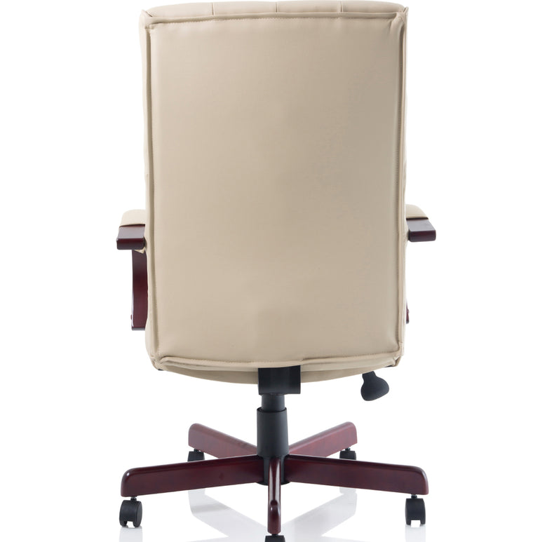 Chesterfield High Back Leather Executive Office Chair with Arms