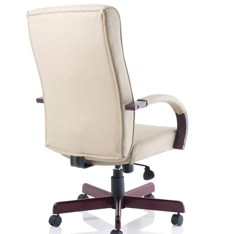 Chesterfield High Back Leather Executive Office Chair with Arms