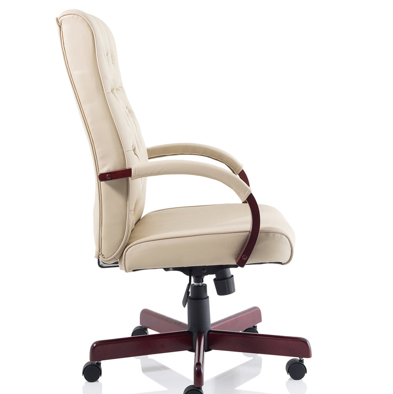 Chesterfield High Back Leather Executive Office Chair with Arms