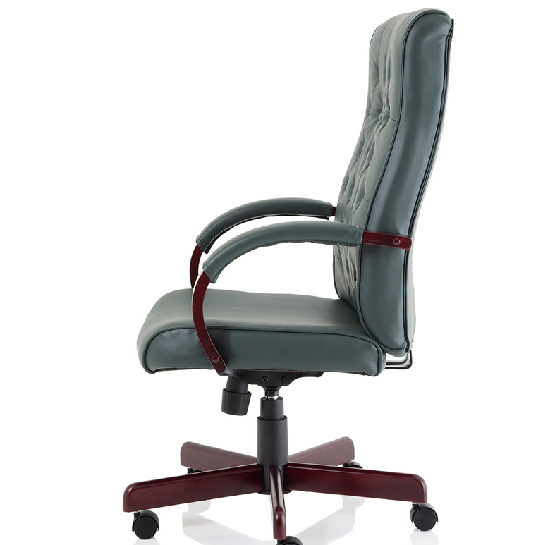 Chesterfield High Back Leather Executive Office Chair with Arms