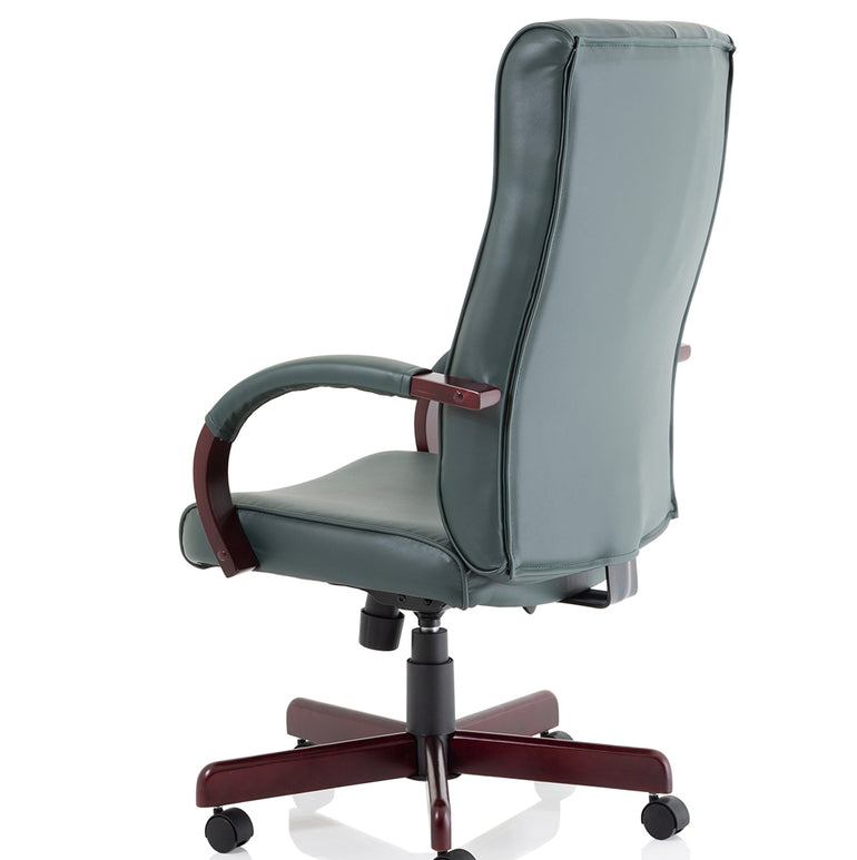Chesterfield High Back Leather Executive Office Chair with Arms