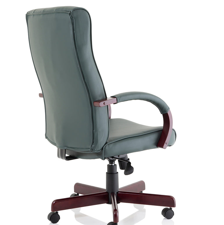 Chesterfield High Back Leather Executive Office Chair with Arms