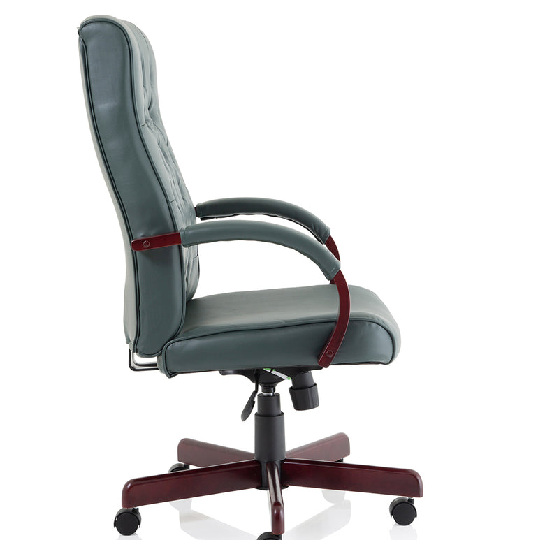 Chesterfield High Back Leather Executive Office Chair with Arms
