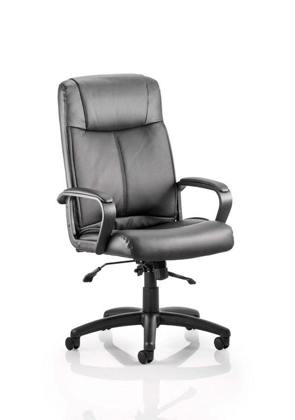 Plaza High Back Executive Black Leather Office Chair with Arms