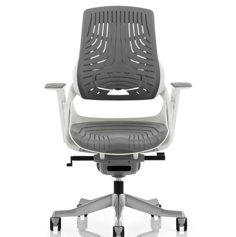 Zure High Back White Shell Elastomer Executive Office Chair with Arms