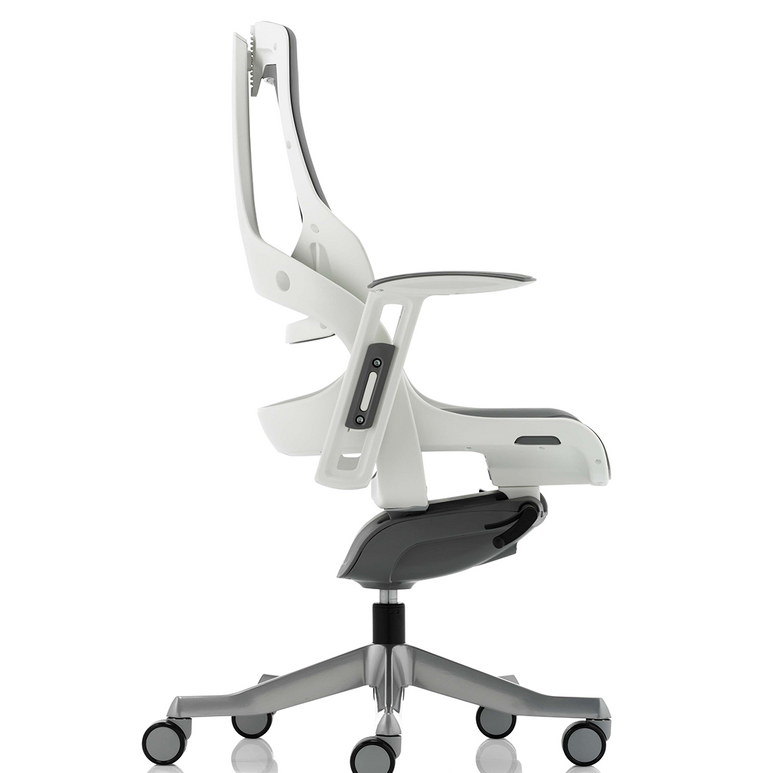 Zure High Back White Shell Elastomer Executive Office Chair with Arms