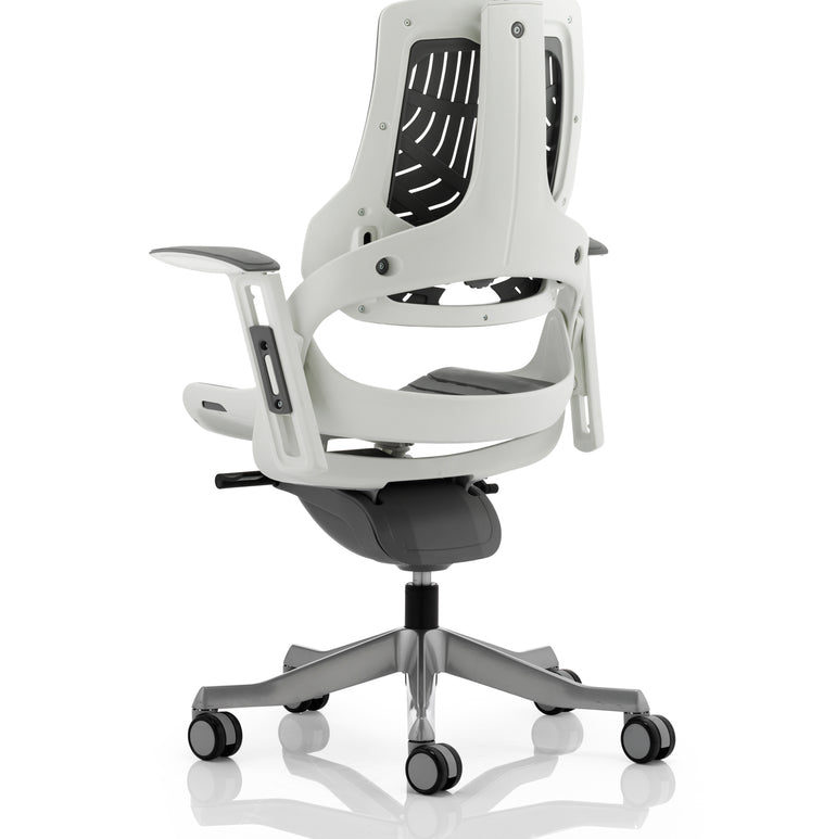 Zure High Back White Shell Elastomer Executive Office Chair with Arms