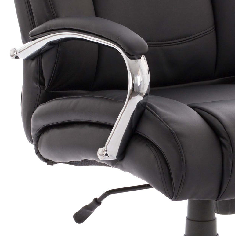 Texas High Back Heavy Duty Executive Black Leather Office Chair with Arms