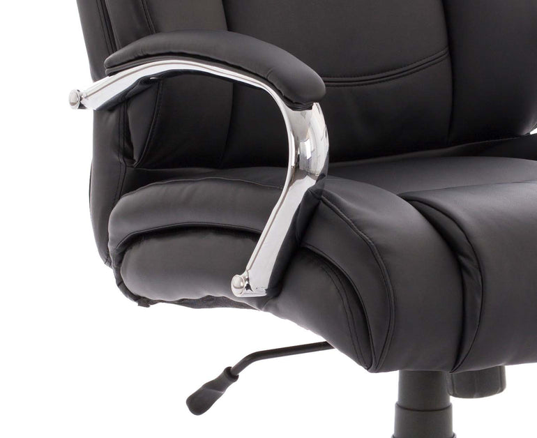 Texas High Back Heavy Duty Executive Black Leather Office Chair with Arms