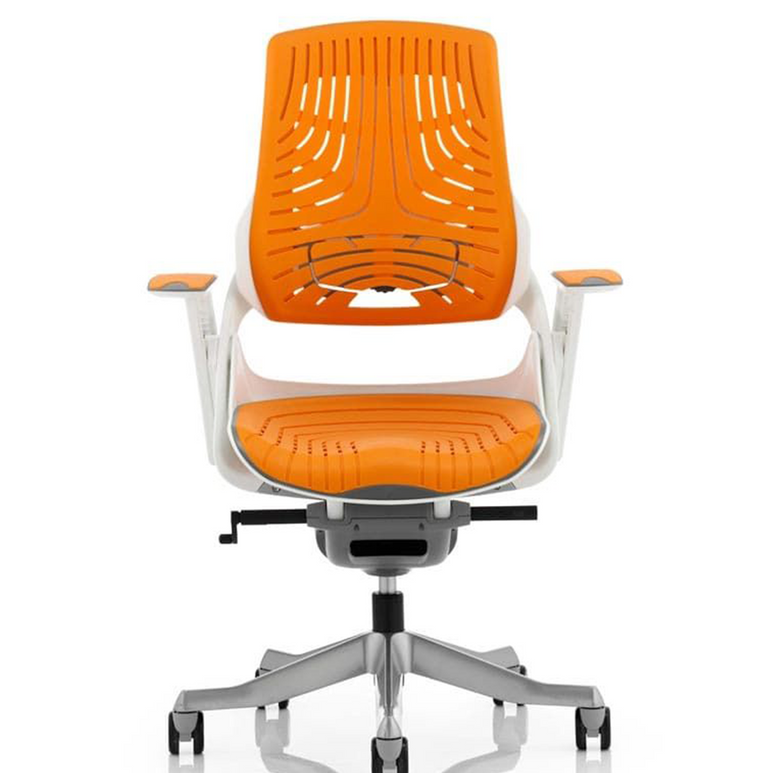 Zure High Back White Shell Elastomer Executive Office Chair with Arms