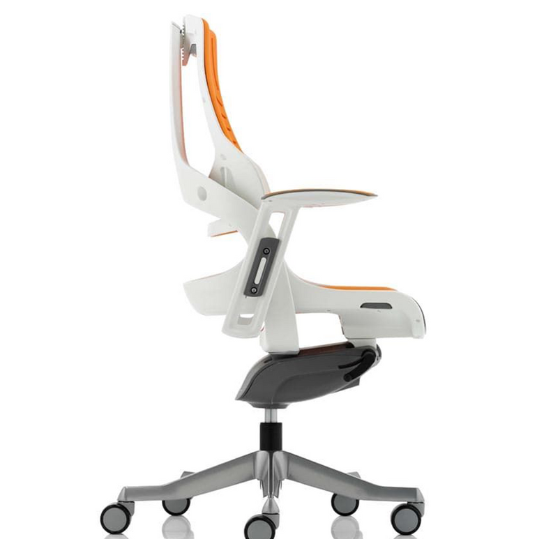 Zure High Back White Shell Elastomer Executive Office Chair with Arms
