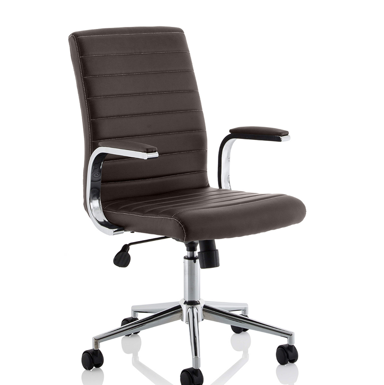 Ezra Medium Back Leather Executive Office Chair with Arms