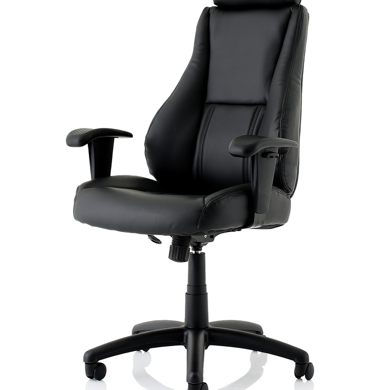 Winsor Medium Back Executive Black Leather Office Chair with Arms