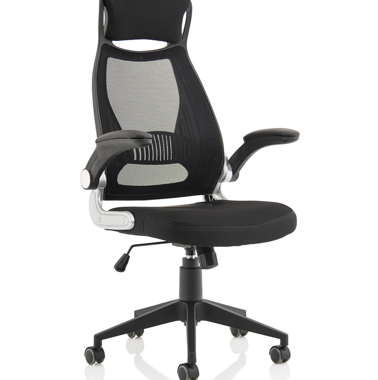 Saturn High Mesh Back Black Executive Office Chair with Arms