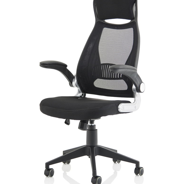 Saturn High Mesh Back Black Executive Office Chair with Arms