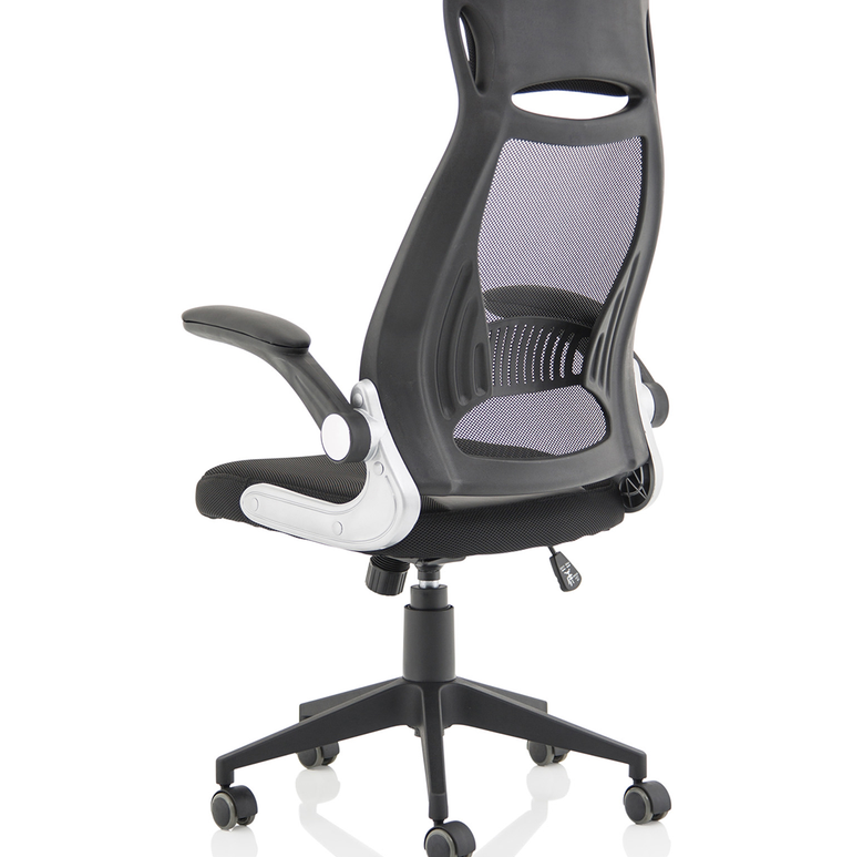 Saturn High Mesh Back Black Executive Office Chair with Arms