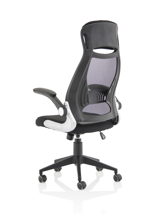Saturn High Mesh Back Black Executive Office Chair with Arms