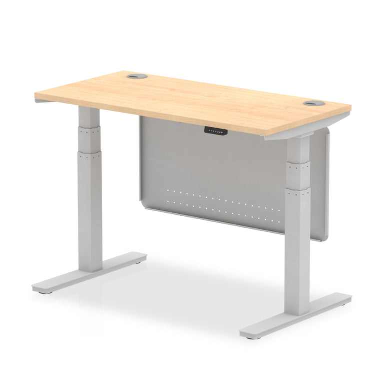 Air Height Adjustable Slimline Desk With Cable Ports With Steel Modesty Panel