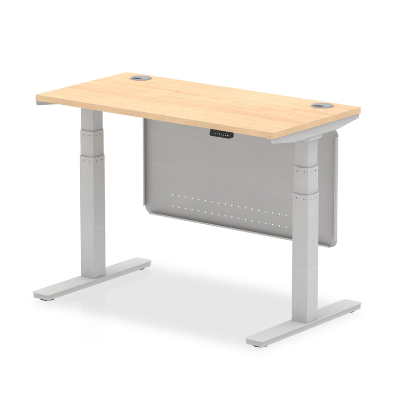 Air Slimline Height Adjustable Desk with Cable Ports with Steel Modesty Panel