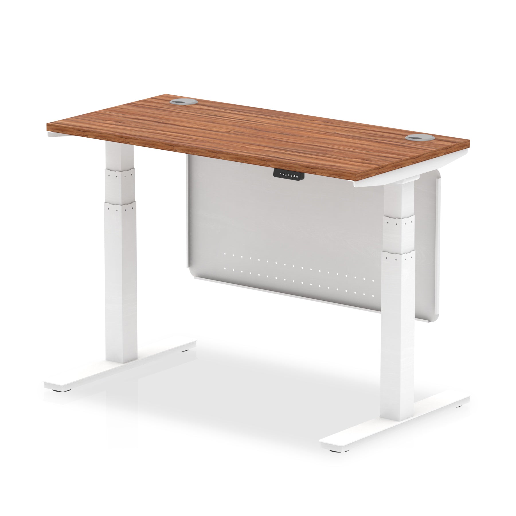 Air Height Adjustable Slimline Desk With Cable Ports With Steel Modesty Panel