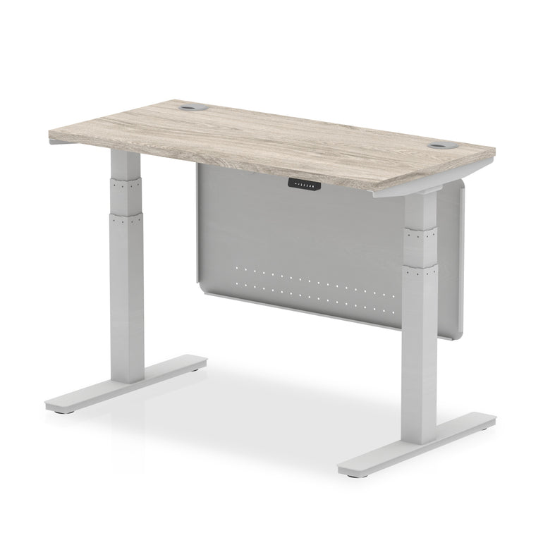 Air Height Adjustable Slimline Desk With Cable Ports With Steel Modesty Panel