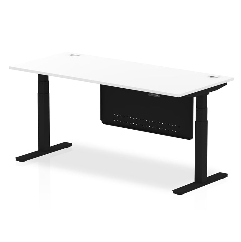 Air Height Adjustable Desk With Cable Ports With Steel Modesty Panel